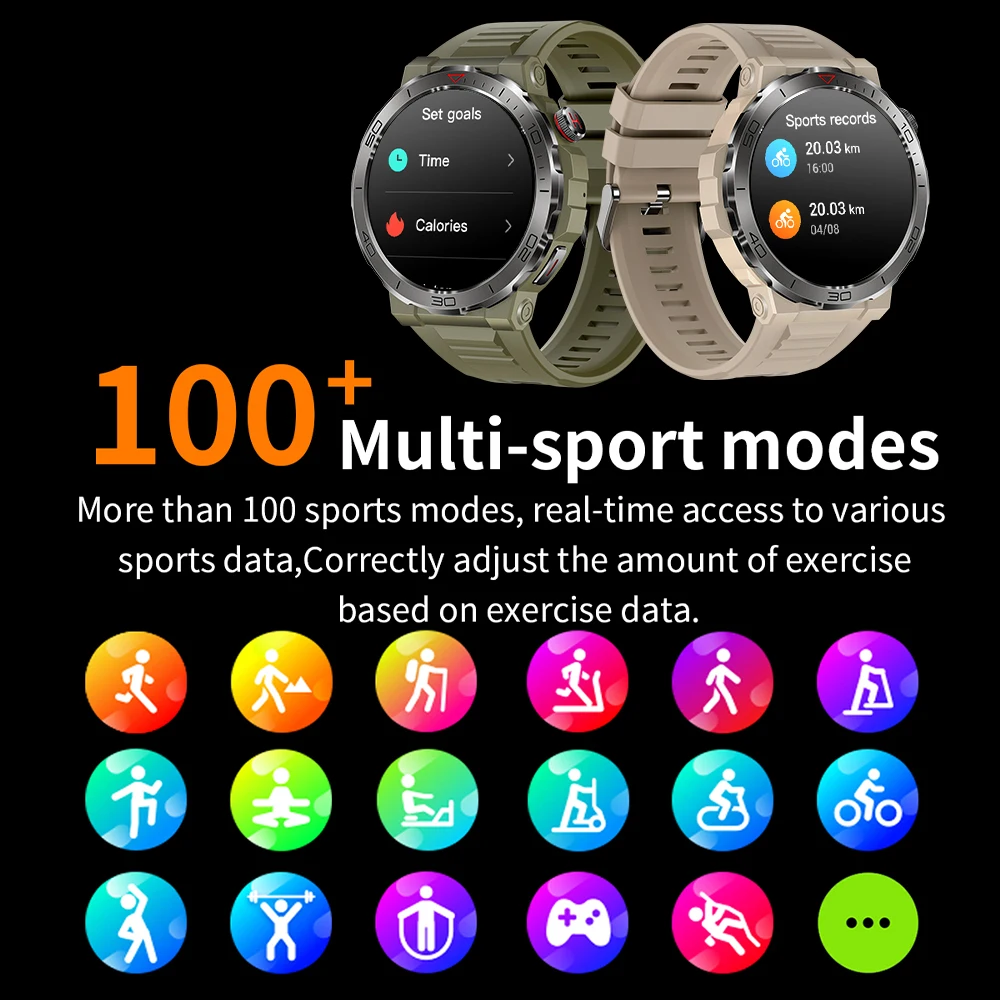 For Xiaomi New GPS Sports Smartwatch Men Heart Rate Blood Oxygen Monitoring Bracelet Calorie 400 MAH large Battery smartwatch