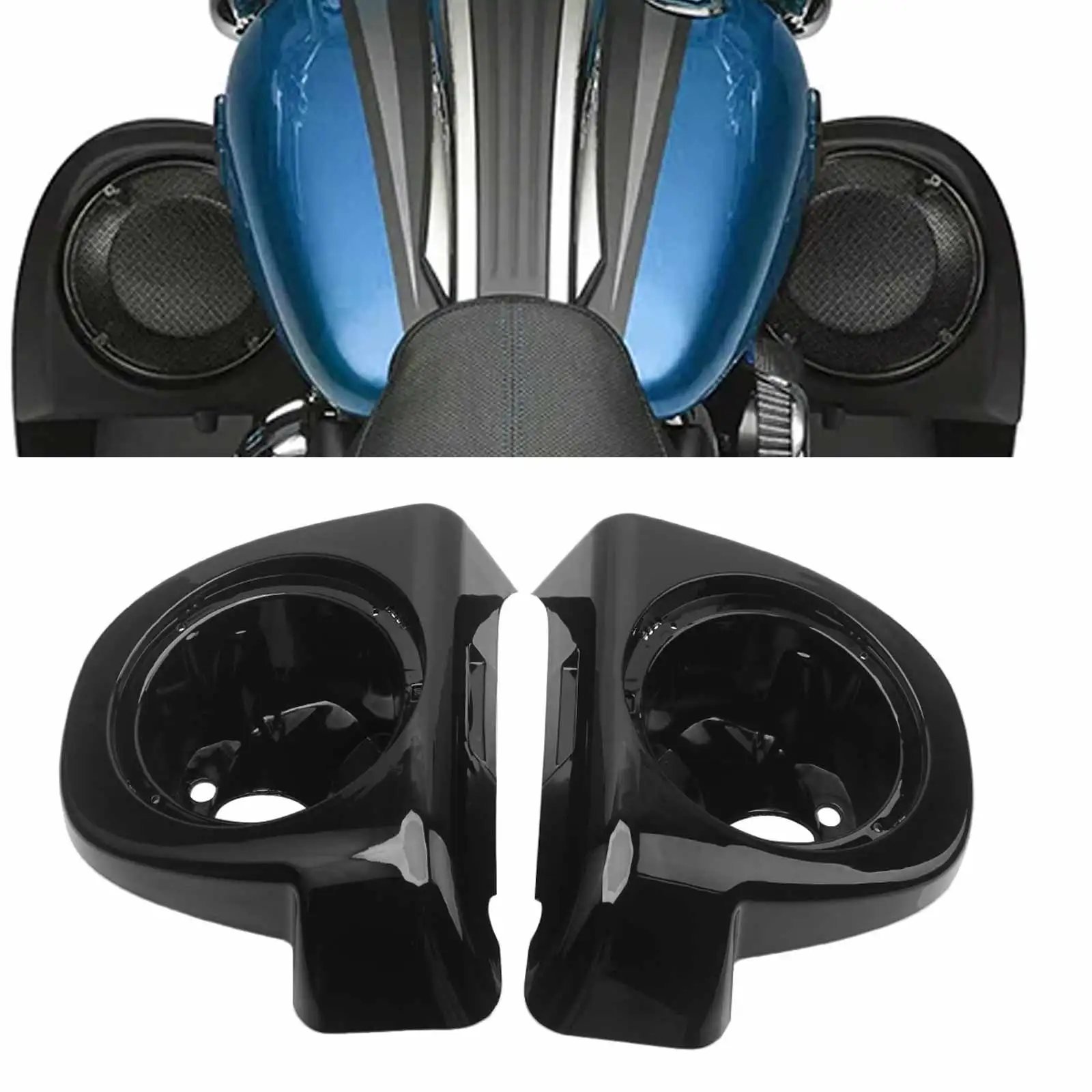 

Motorcycle Gloss Black 6.5" Speaker Pods Boxes Lower Vented Fairing ABS For Harley Touring Road King Special FLHRXS 2017-2025