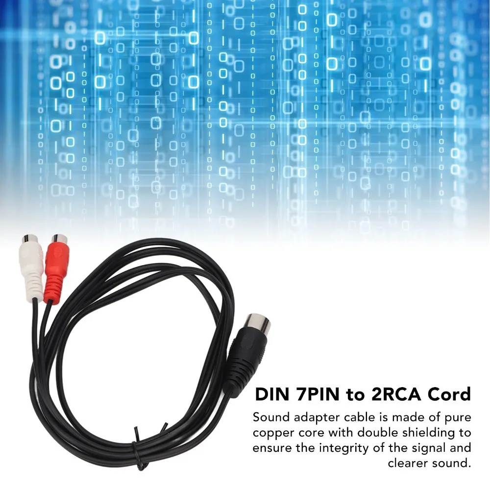 4.9ft DIN 7PIN Male to 2RCA Female Cable Male to Female Plug and Play Sound Adapter Cable Pure Copper Audio Cable