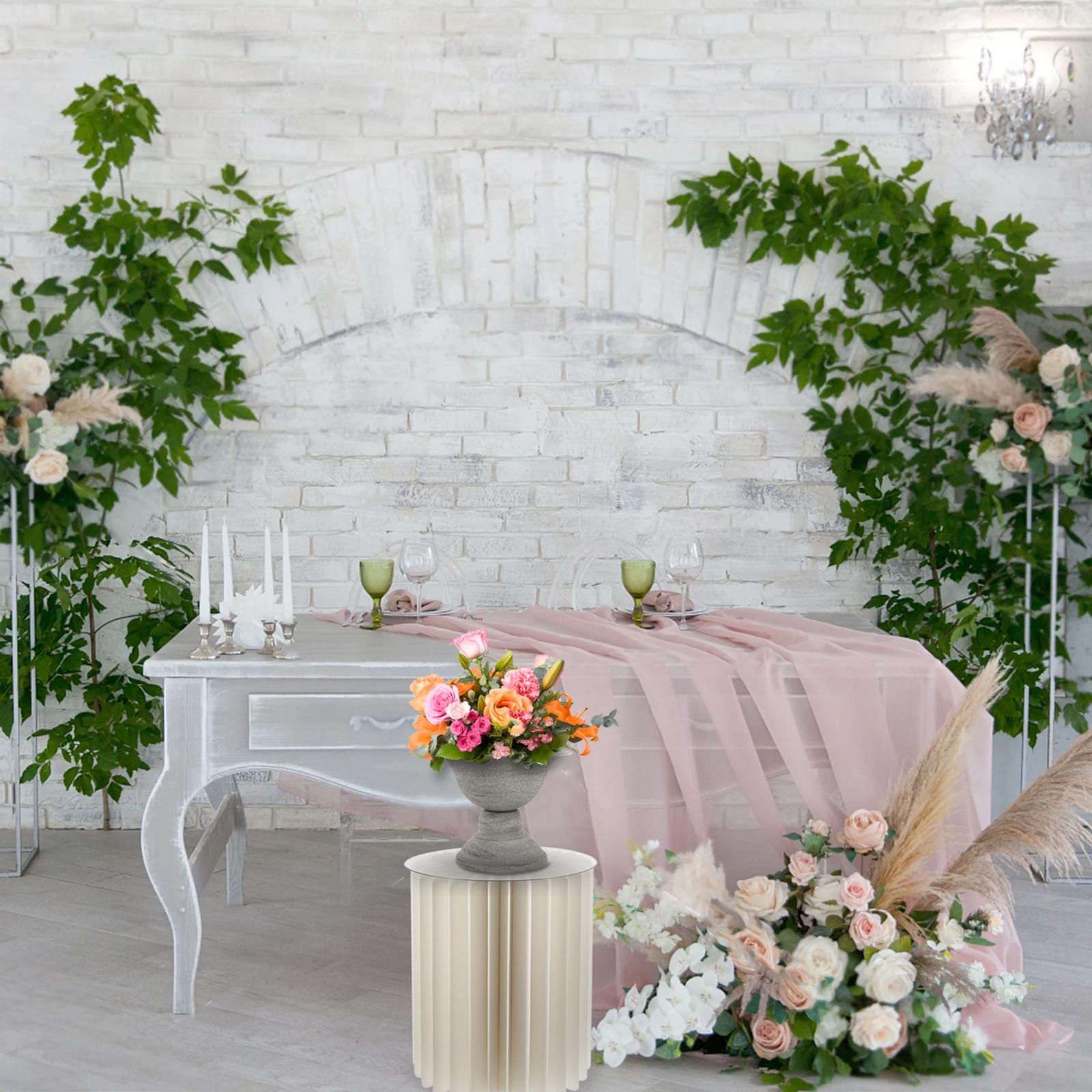 

1pc White Paper Pedestal 30cmx20cm Table Stands For Decoration Foldable Stand for Party Wedding Decor Cake Dessert Display