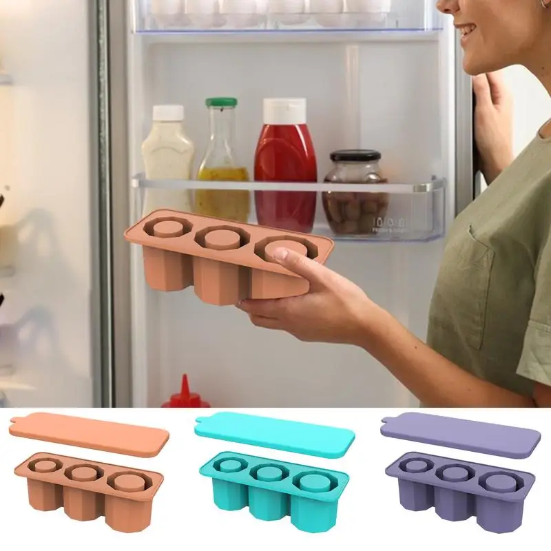 New Ice Cube Tray ForStanley Silicone Ice Cube Maker With Lid For Making 3 Hollow Cylinder Ice Cube Molds Kitchen Tools