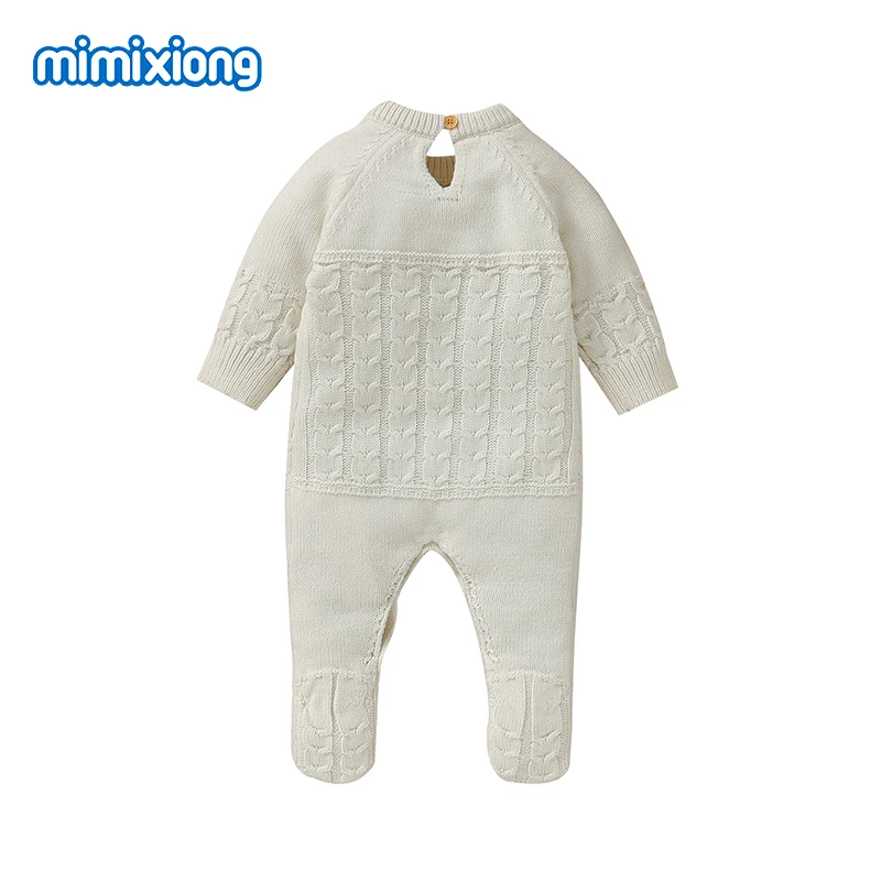 Beige Baby Rompers Autumn Winter Full Sleeve Knitted Newborn Boys Girls Solid Jumpsuits Outfits 0-18m Infantil Netural Playsuits