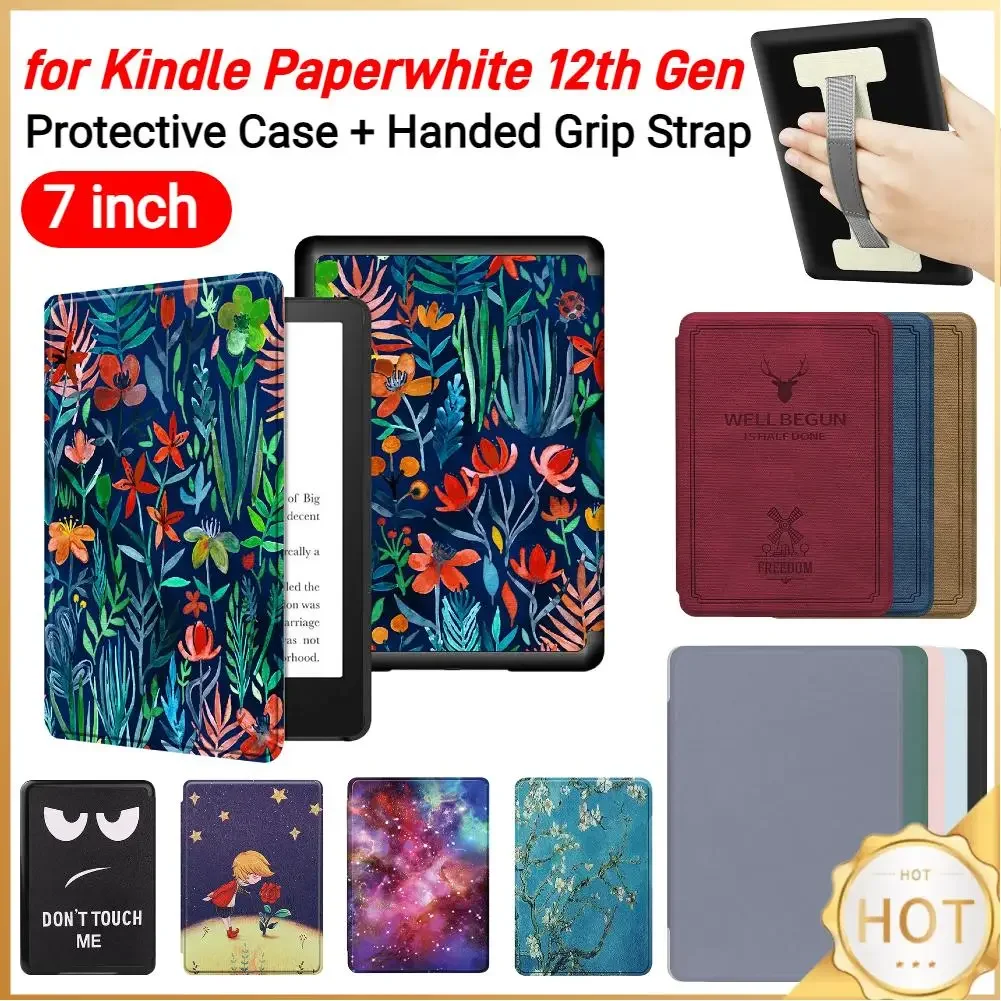 

Чехол для Kindle Paperwhite 12-го поколения Signature Edition, 7-дюймовый защитный чехол для Kindle Handed Grip Strap, чехол для автоматического сна