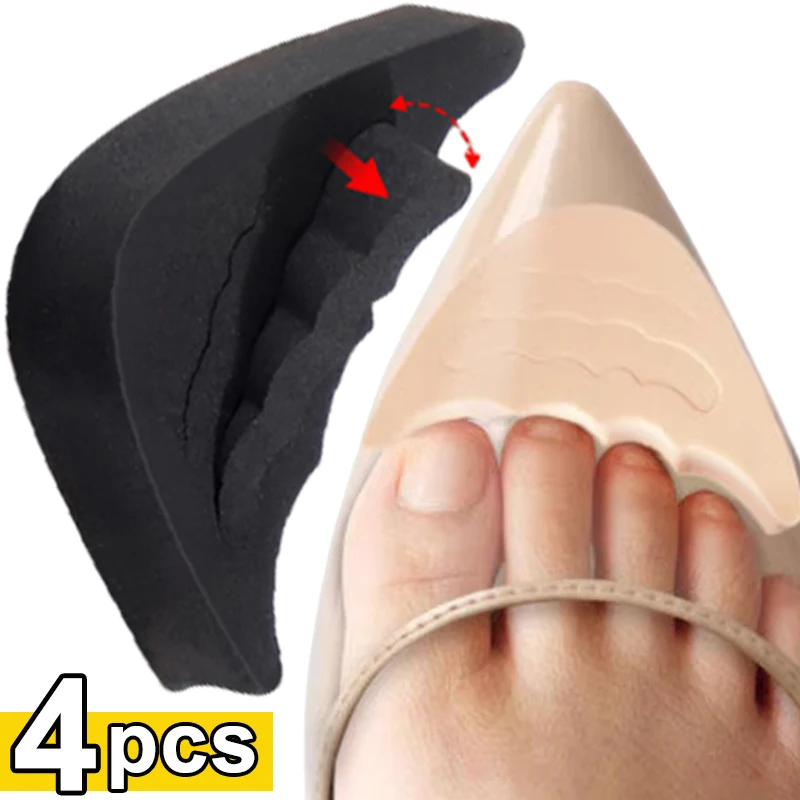 4PCS Toe Plug Soft Sponge Half Insoles Reusable Toe Filler Inserts for Shoes Adjustable Too Big Foot Brace Pads Shoe Inserts