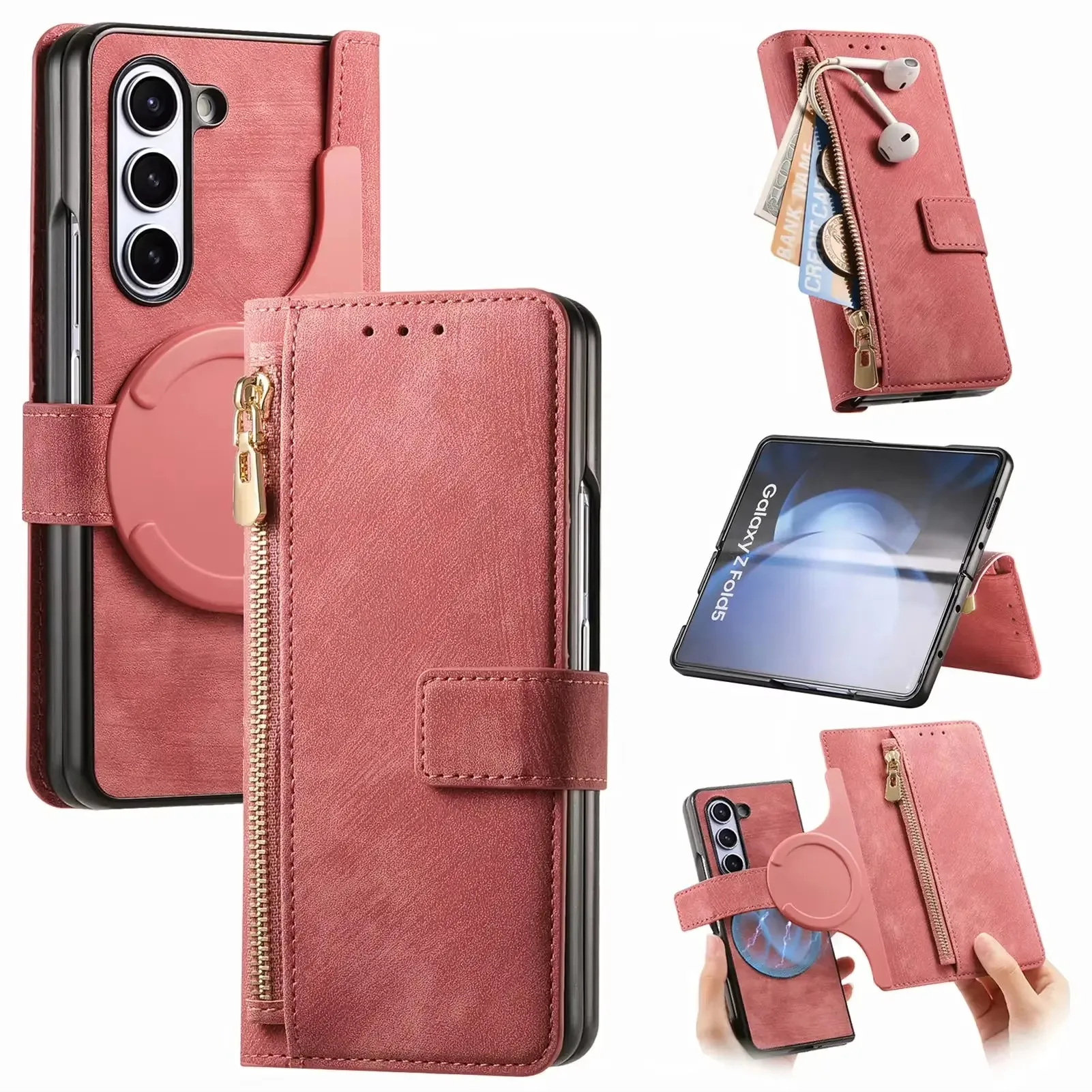 Leather 2 in1 Magnetic Luxury  For Samsung Galaxy Z Fold 7 6 5 4 Case Wallet Card Slot Flip Holder Protect Shockproof Hard Cover