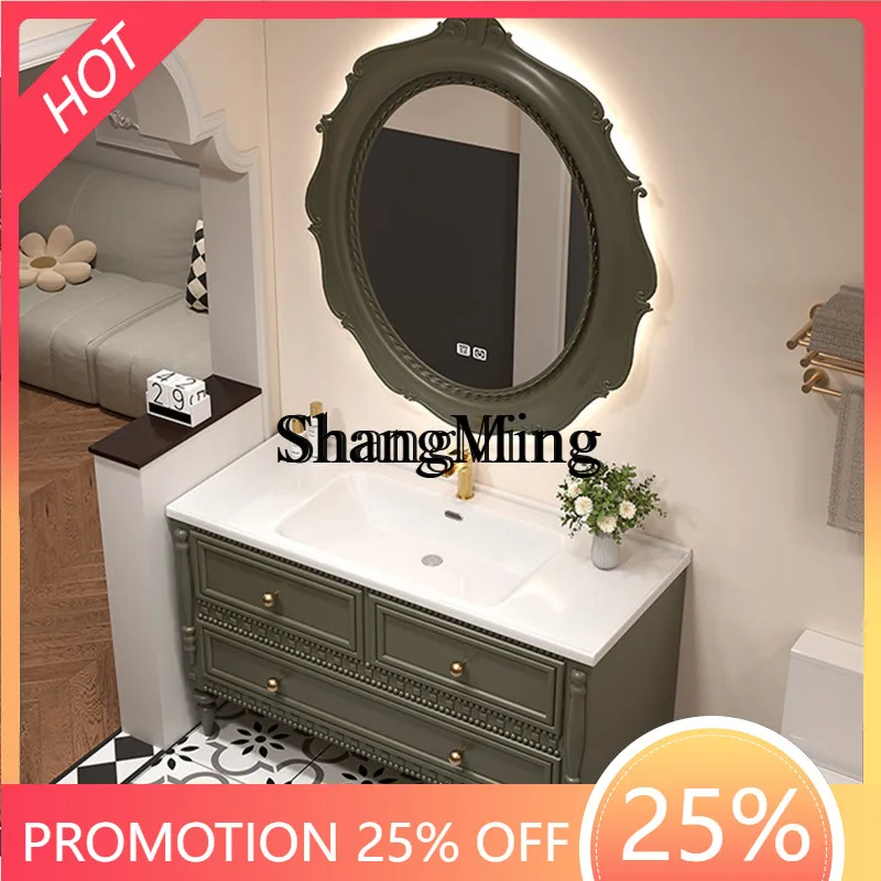 

Комплект мебели для ванной комнаты FG: напольный шкаф-тумба с керамической интегрированной раковиной, унитазом и тумбой для умывальника, столешница из каменной плиты