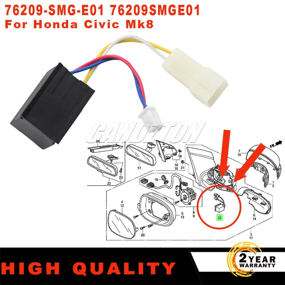 

New module Folding Wing Mirror Shut Off Device 2Pins 76209SMGE01 For Honda Civic Mk8 Hatchback Easy Installation car accessories