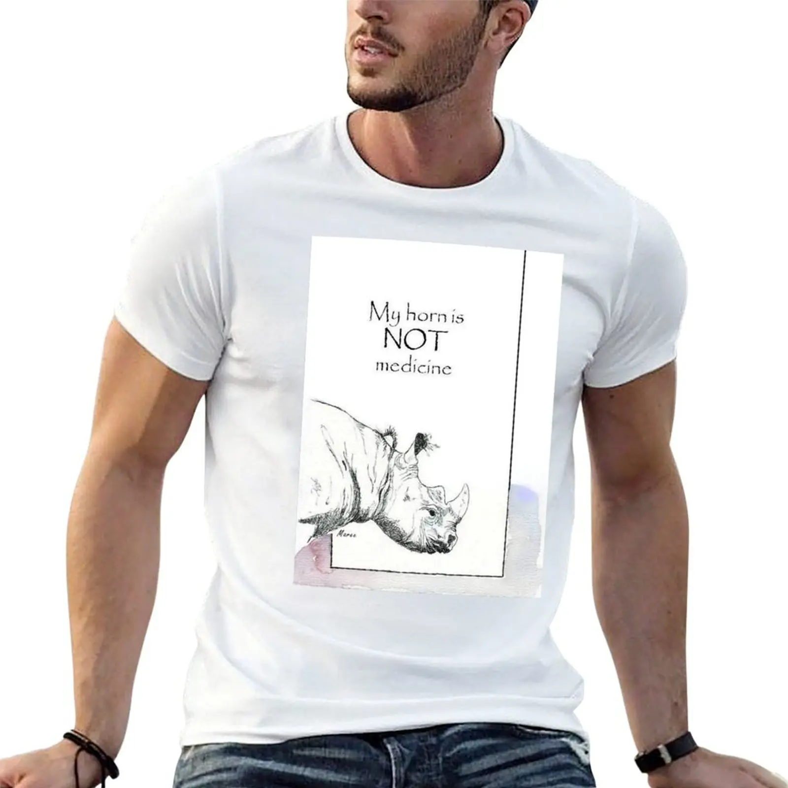 

horn shirt cotton 100% luxury brand man myth t shirts T-Shirt t Rhino cotton men