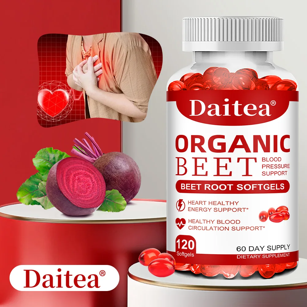 Daitea Organic Beetroot – 1000 Mg Beetroot Powder for Natural Energy and Endurance Support, Promotes Digestive