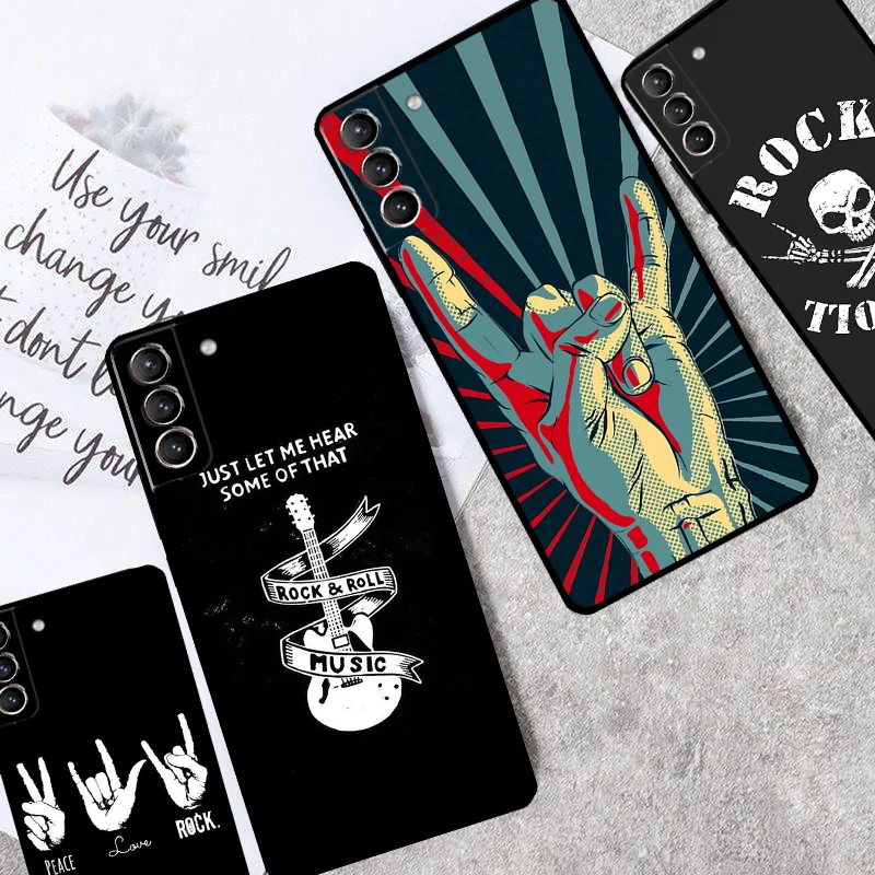 Rock Roll Skull Case For Samsung Galaxy S24 S21 S22 S23 Ultra Plus S20 FE S8 S9 S10 Note 10 20 Ultra Cover