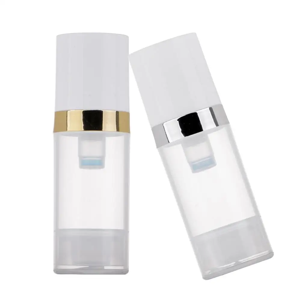 2Pcs 10ml Vacuum Airless Pump Bottle Cosmetic Lotion Container Refillable