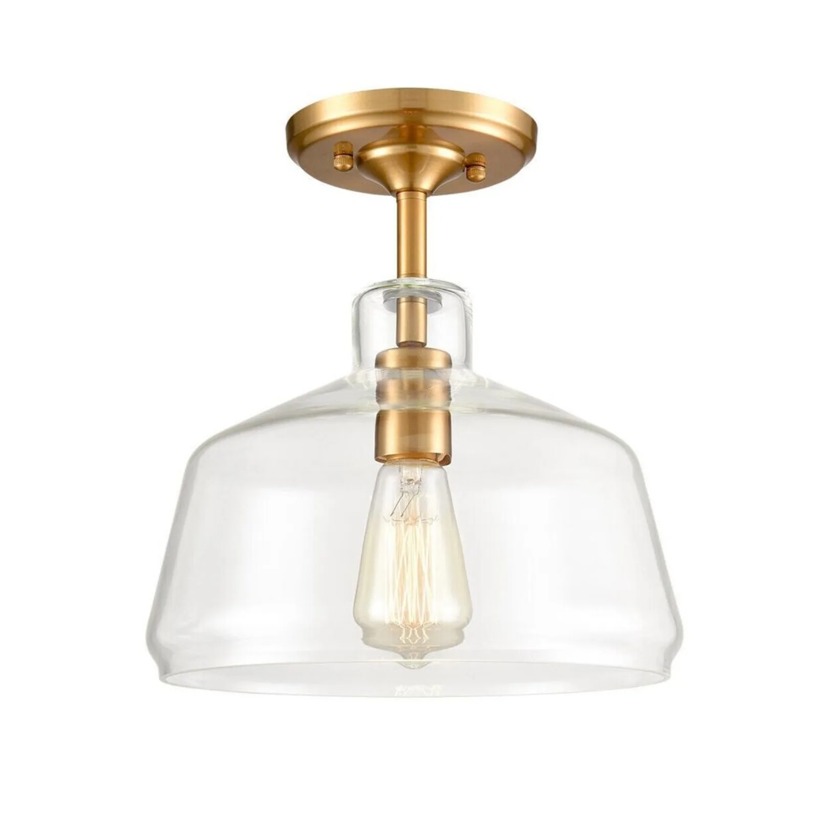 

US Modern Farmhouse Brass Gold Glass Half Ceiling Light Corridor Luminaire -