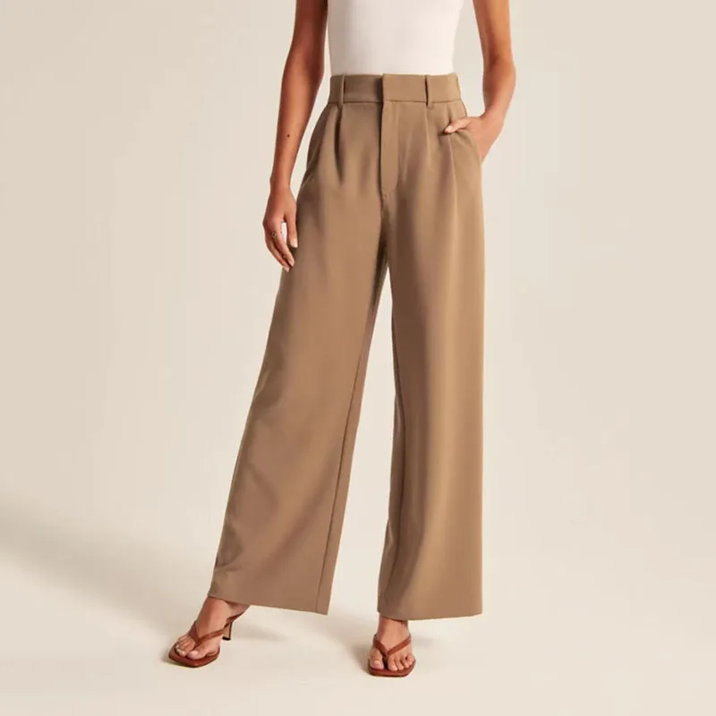 Lucyever High Waist Wide Leg Pants Women Spring Summer Casual Loose Office Suitpants Ladies All-Match Hot Sale Straight Trousers