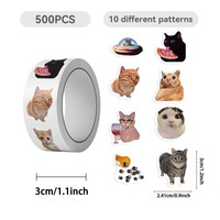 500PCS/Roll Cartoon Cat Emoji Washi Tape - Trending Cross-Border Stickers for Scrapbooking&Envelope Sealing( Anime Worlds Store)
