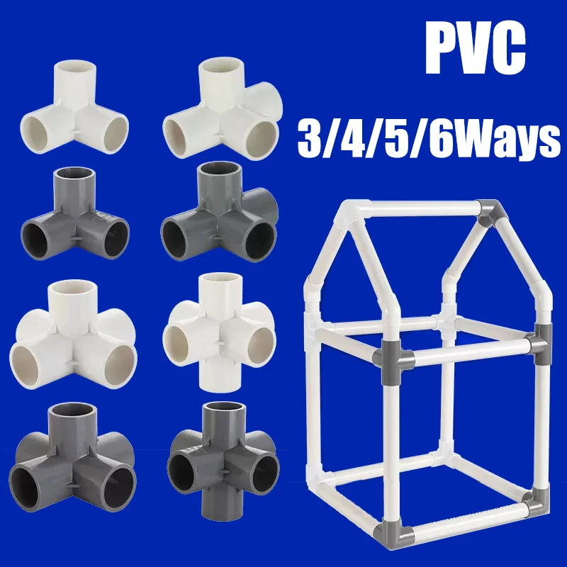 PVC Equal Size Connector Hard Pipe Plug In fitting Tube Joint 3/4/5/6 Way Hose Splitter DIY Furniture Frame