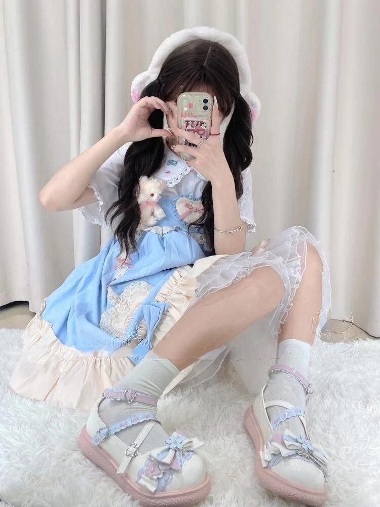 Sweetheart Cute Lolita Bow Shoes Women Summer New Magic Card Sakura Shoes Female Mutant Japanese Style Student Chic Sakura Shoes