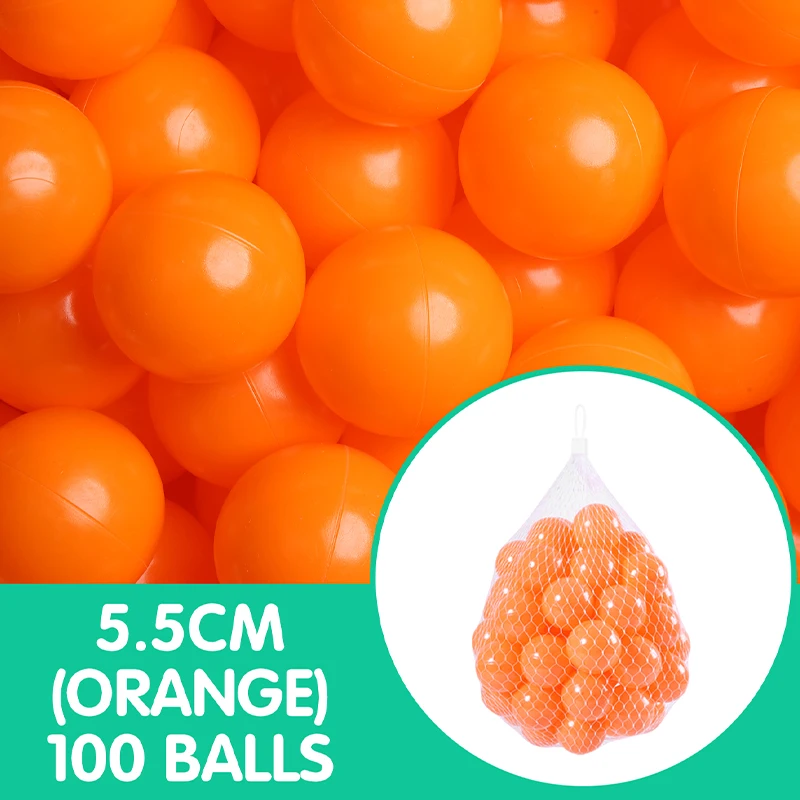 5.5CM 100 sztuk / zestaw Nietoksyczne miękkie plastikowe kulki z siatkową torbą Seria w jednolitym kolorze Piłki zabawkowe Dekoracja aktywności w pokoju dziecięcym