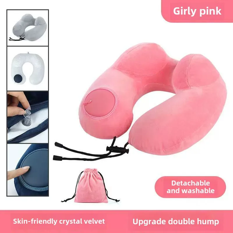 Inflatable Sleeping Pillow U-Shaped Comfortable Self-inflating Air Pillow Neck Support Inflatable Airplane Travel Neck Pillow