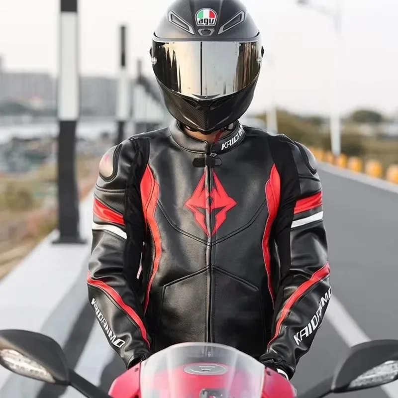 KAIDANMO K09 Motorcyclist Jacket Locomotive Suit Hump Style Racing Leather Jacket Drop-proof  Waterproof Men Women Four-season