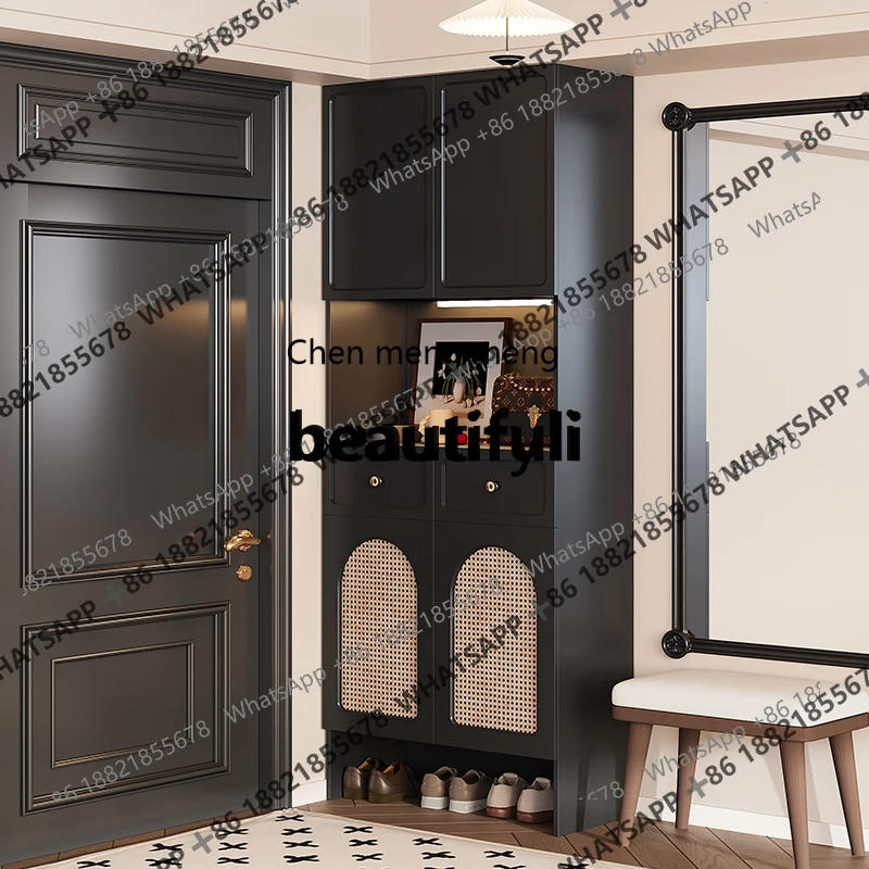 

X плетеный шкаф для хранения обуви из ротанга, встроенный настенный высокий шкаф для прихожей, небольшой винтажный шкаф для хранения вещей