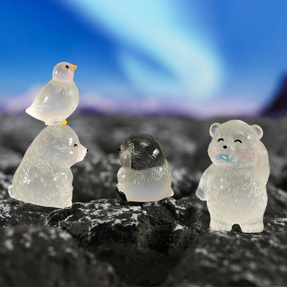 8 Pcs Animal Polar Bear Mini Resin Model Garden Landscape Decoration Tiny Animals Figurines