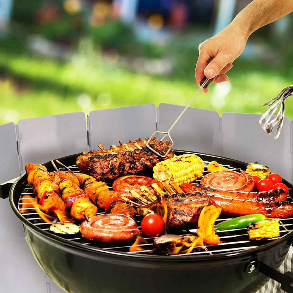

Lightweight Folding Stove Windscreen Aluminum Alloy Outdoor Cooker Windshield Portable Camping Bbq Supplies Bbq Supplies