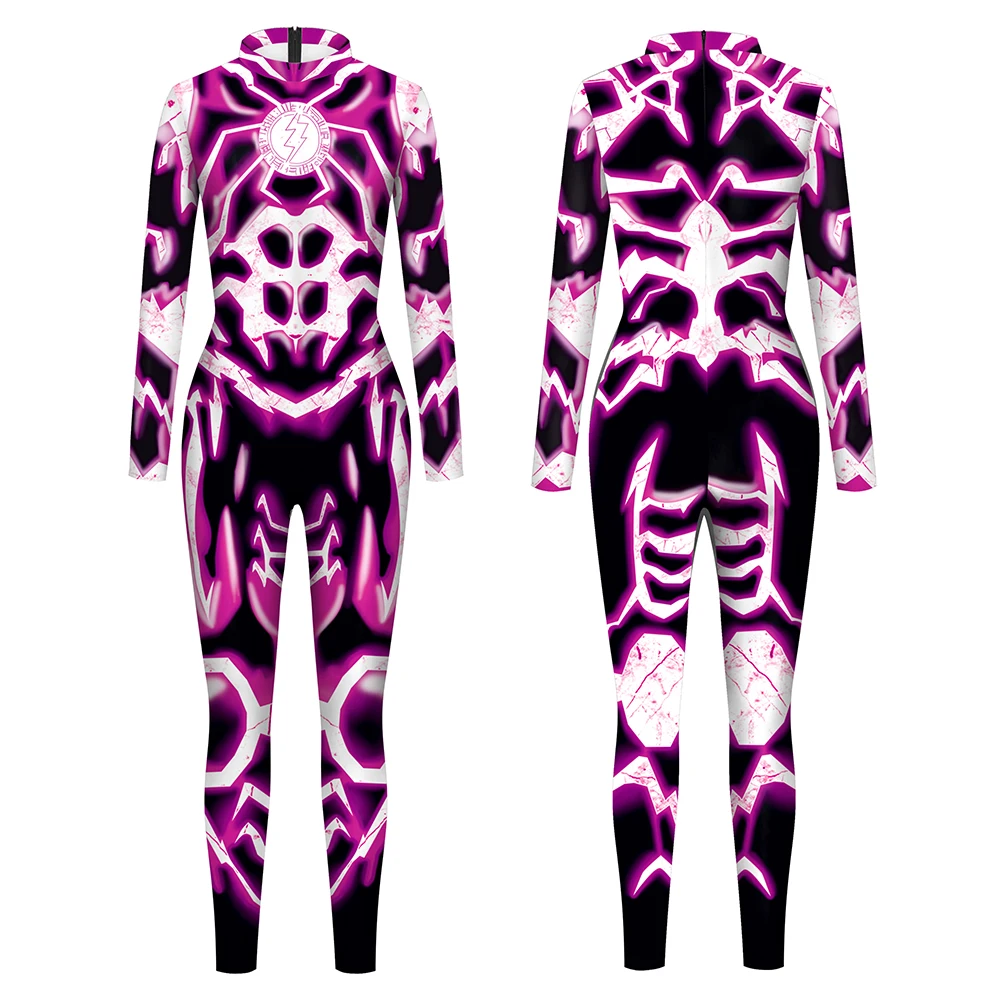 Blue Psychedelic Skeleton Jumpsuit Men Women Halloween Cosplay Costume Elastic Spandex Catsuit Carnival 3D Printing Bodysuit