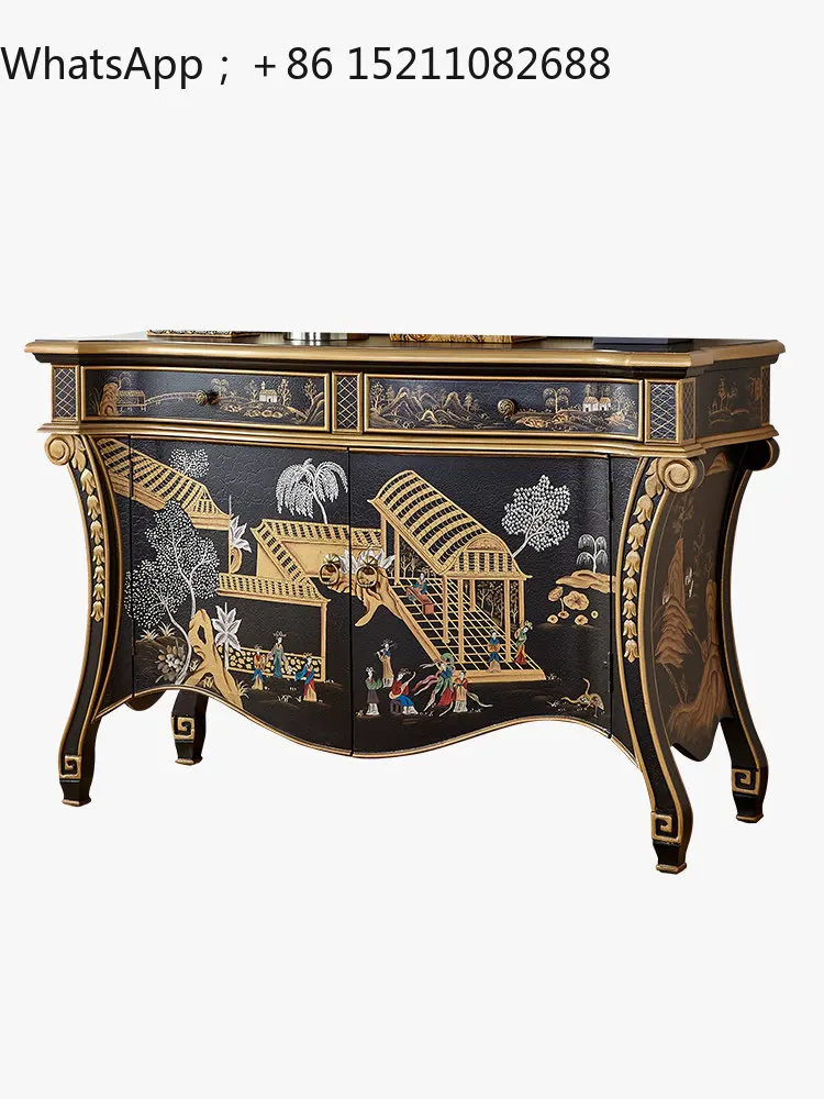 SCY entrance solid wood decorative cabinet living room partition cabinet retro screen cabinet