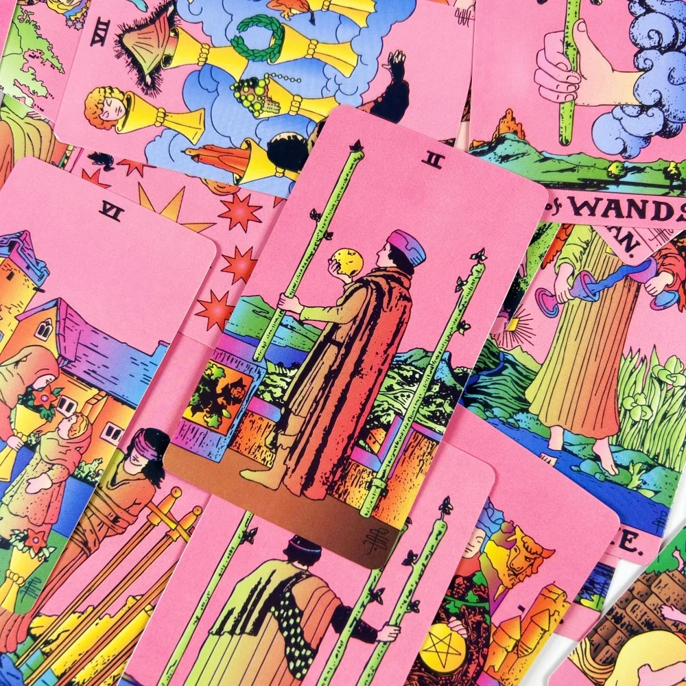 Pink Rider Tarot Card Deck 78 Cards for Beginners and Party Games Mysterious Divination Board Game