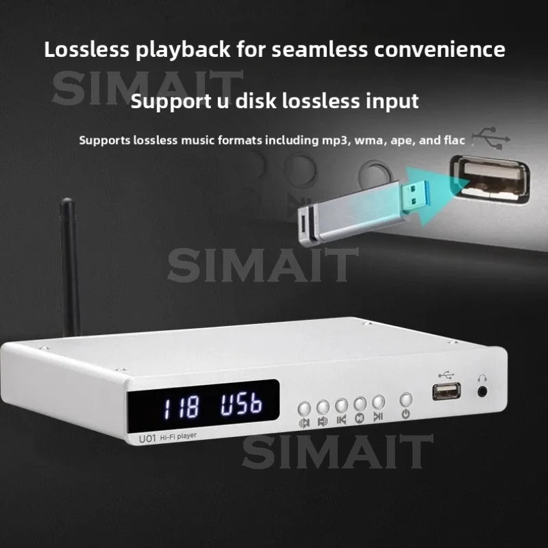 ES9038 HiFi Music Player U Disk, Lossless APE/FLAC Playback, Bluetooth 5.0, Portable Digital Turntable