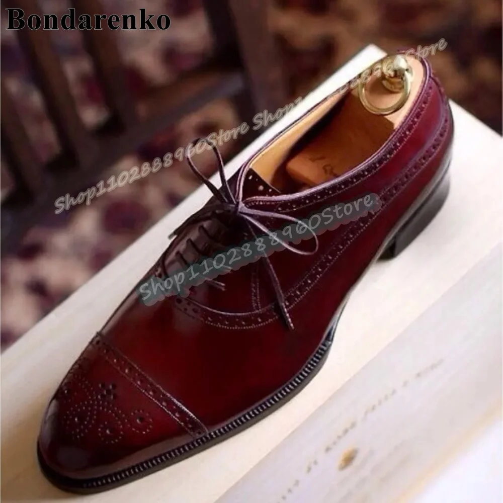 

Retro Style Dark Red Leather Cross Tied Men Pumps Flats Party Shoes For Men Slip On Banquet Fashionable Catwalk 2026 Men Pumps
