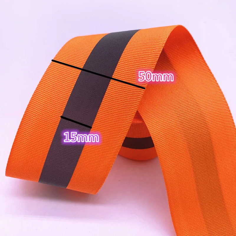 5 Yards 10mm 15mm 20mm 25mm 50mm Orange Safety Reflective Sew on Fabric Tape Strap Vest Webbing