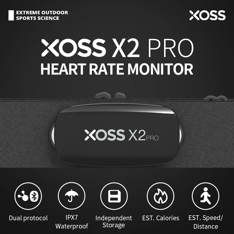 XOSS X2 Pro Heart Rate Sensor Independent Record Chest Strap HRM Monitor Bluetooth ANT+ Health Fitness Smart Bicycle Sensor