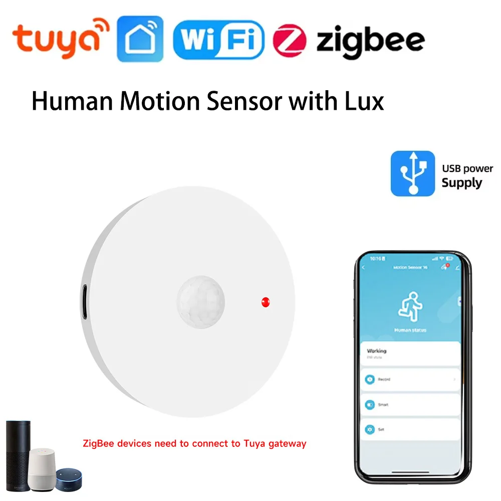 Tuya WiFi Zigbee PIR Motion Sensor Smart Home Human Body Infrared Detector Security Smart Life Works With Alexa Google Home