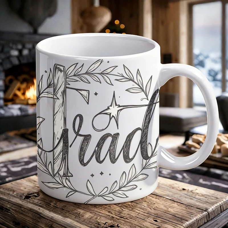 

Vintage Hand-Painted Laurel Wreath Ceramic Mug,Coffee Mug, Milk Mug,Office Tea Cup, Drinking Cup,Gift for Friends,Fade-Resistant