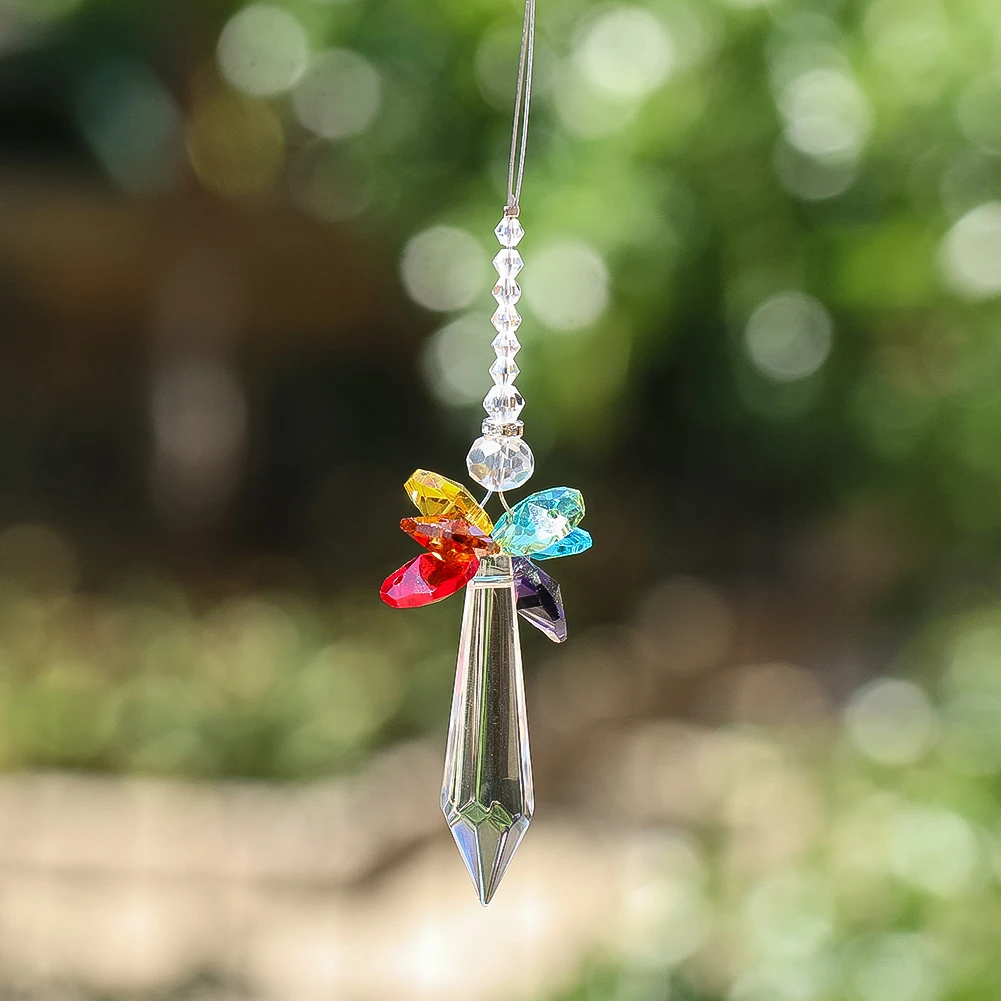 Guardian Angel Crystal Suncatcher Hanging Ornament Chakra Bead Icicle Prism Car Pendant Rainbow Maker Lucky Garden Window Decor