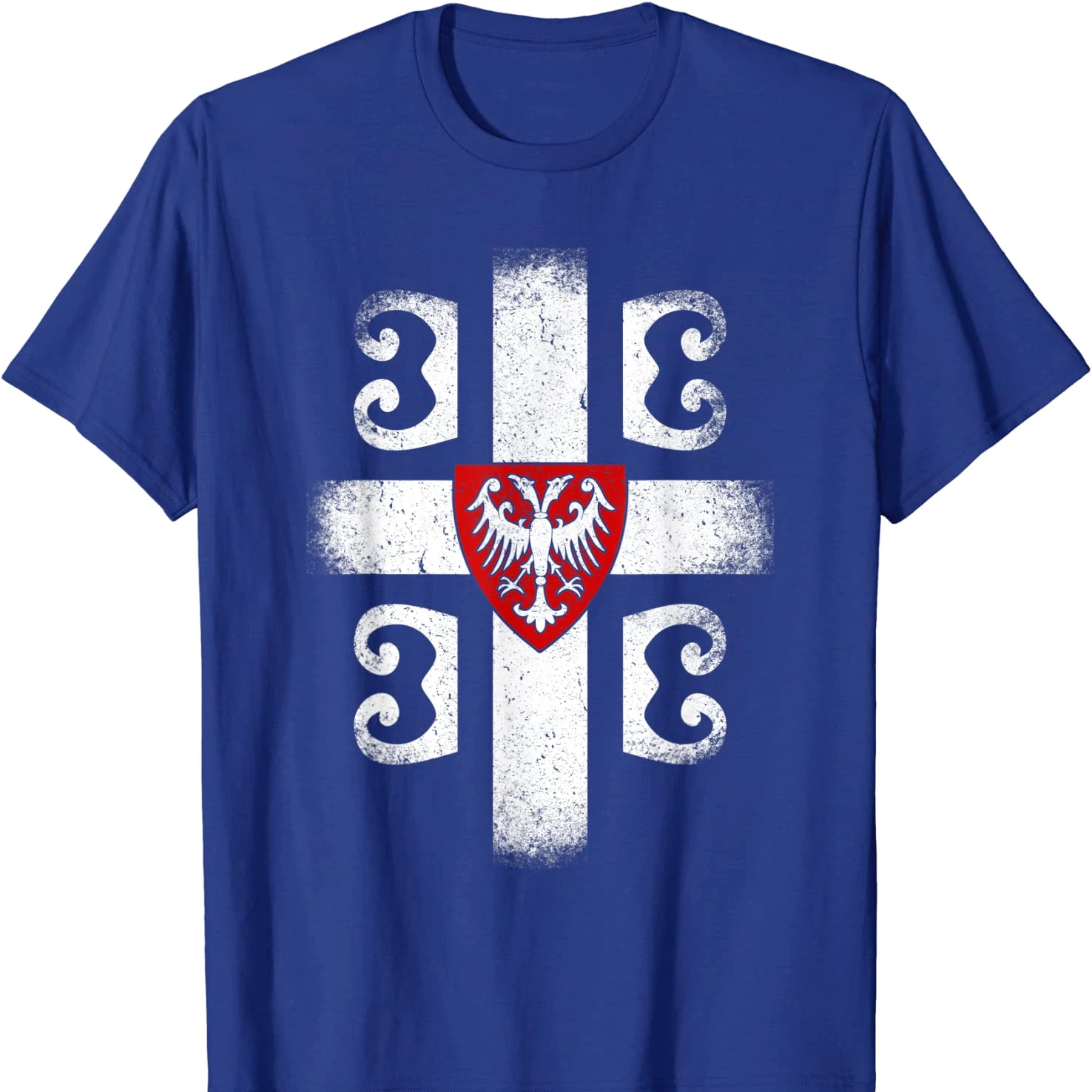 Serbia Coat of Arms Cross Flag Srbija Gift for Serbs T Shirt. High Quality Cotton, Large Sizes, Breathable Top, Casual T-shirt