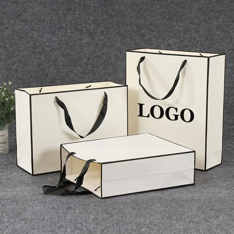 10 Pcs Custom Logo Paper Gifts Bag For Small Business Jewelry Personization Packages Wedding Favors Valentines Day Gifts Bags