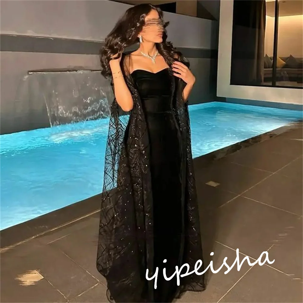 Jiayigong Prom Velour Drappeggiato Fidanzamento A-line Senza spalline Abito da occasione su misura Abiti midi