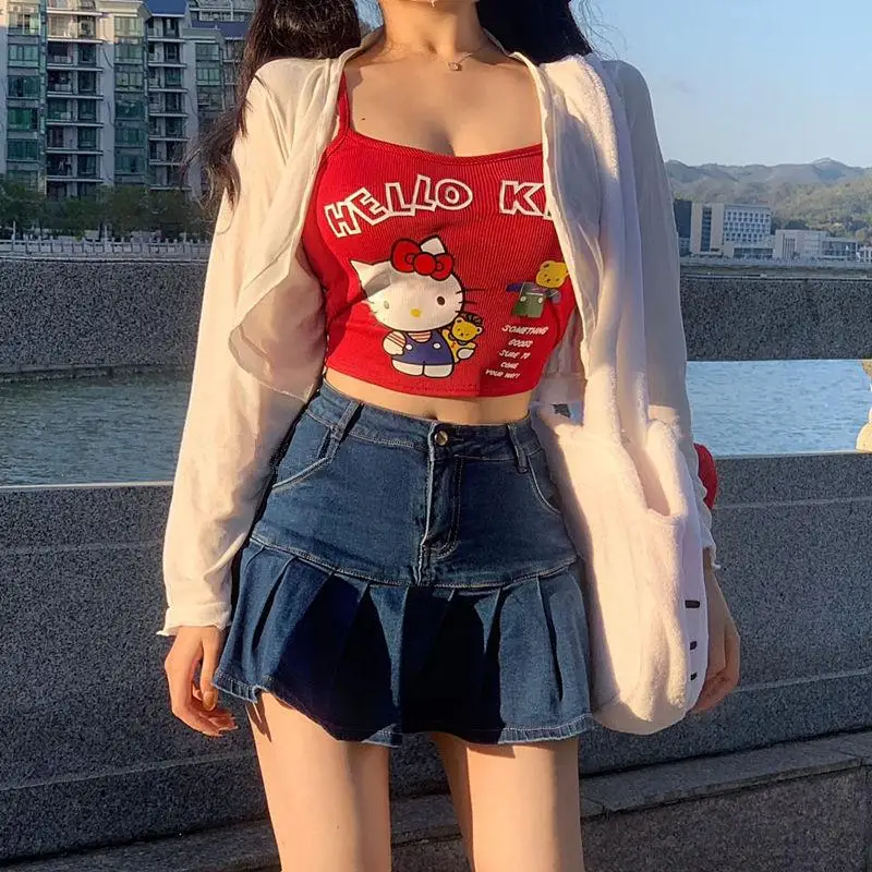 

Hello Kitty Kawaii Suspender Sanrio Sexy Vest Short Japanese New Style Summer Hottie Girl Student Inner Wear Slim Base Underwear