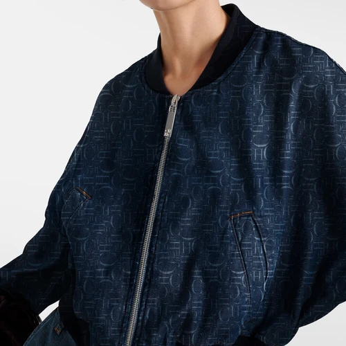 Imagen 2 del producto CHCH moda mujer con bolsillos Denim azul chaquetas con cremallera Vintage solapa cuello manga larga mujer Chic trajes de señora