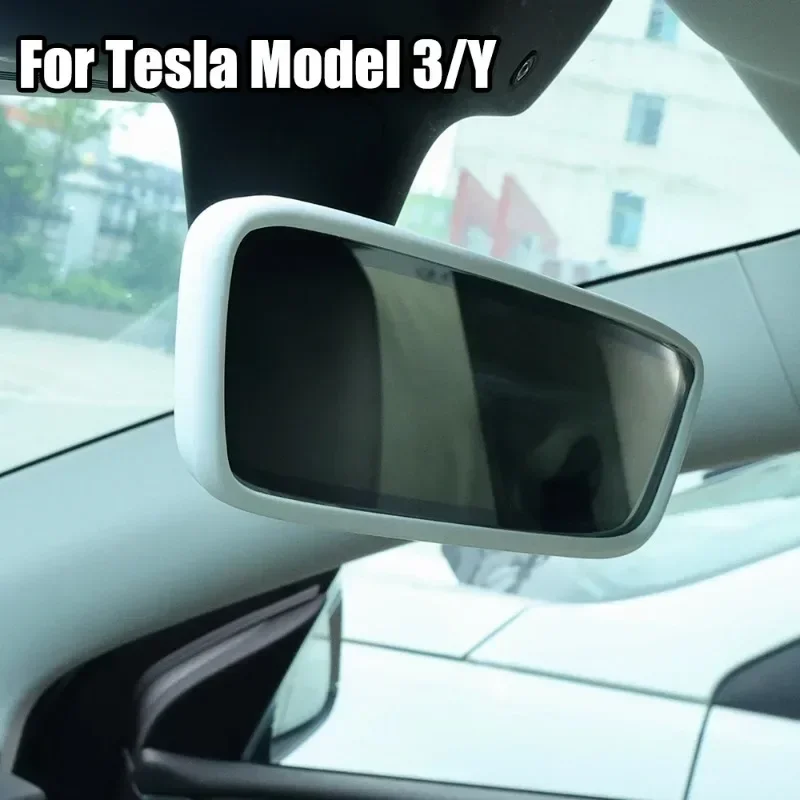 

Inner Rear View Mirror Protector Frame for Tesla Model 3 Y Center Console Covers Interior Rearview Cover Silicone Rubber Case