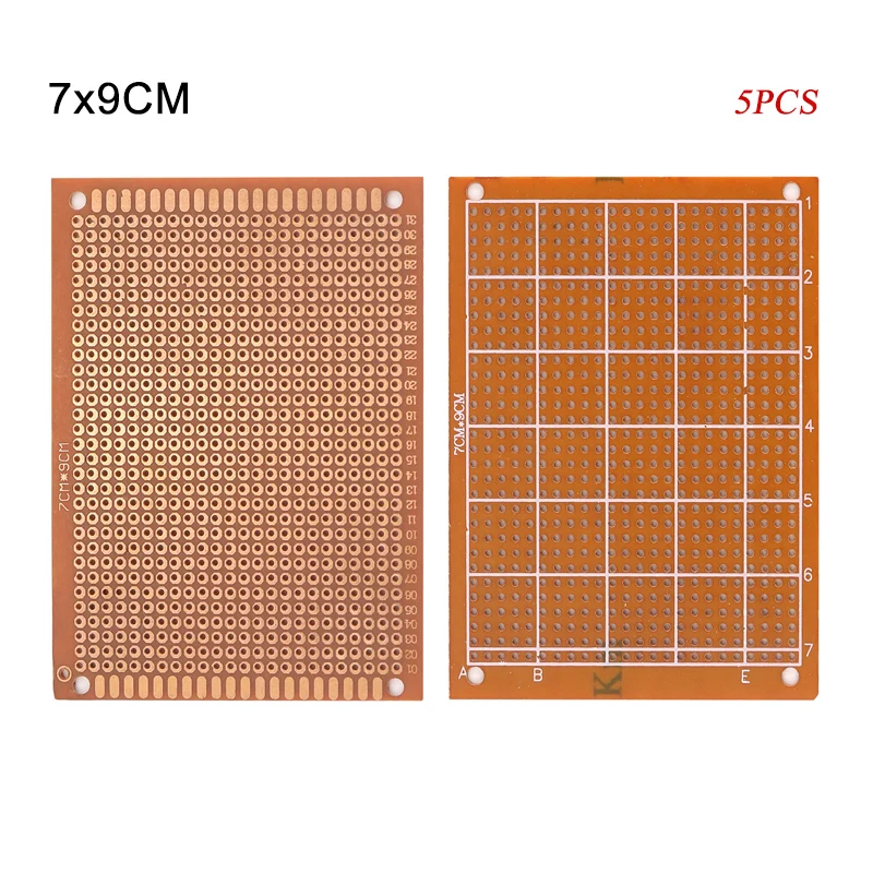 5PCS PCB 7x9CM Prototype Board DIY Universal Circuit Board 7*9CM Thick 1.2MM Single Sided Experimental Bakelite Copper Plate