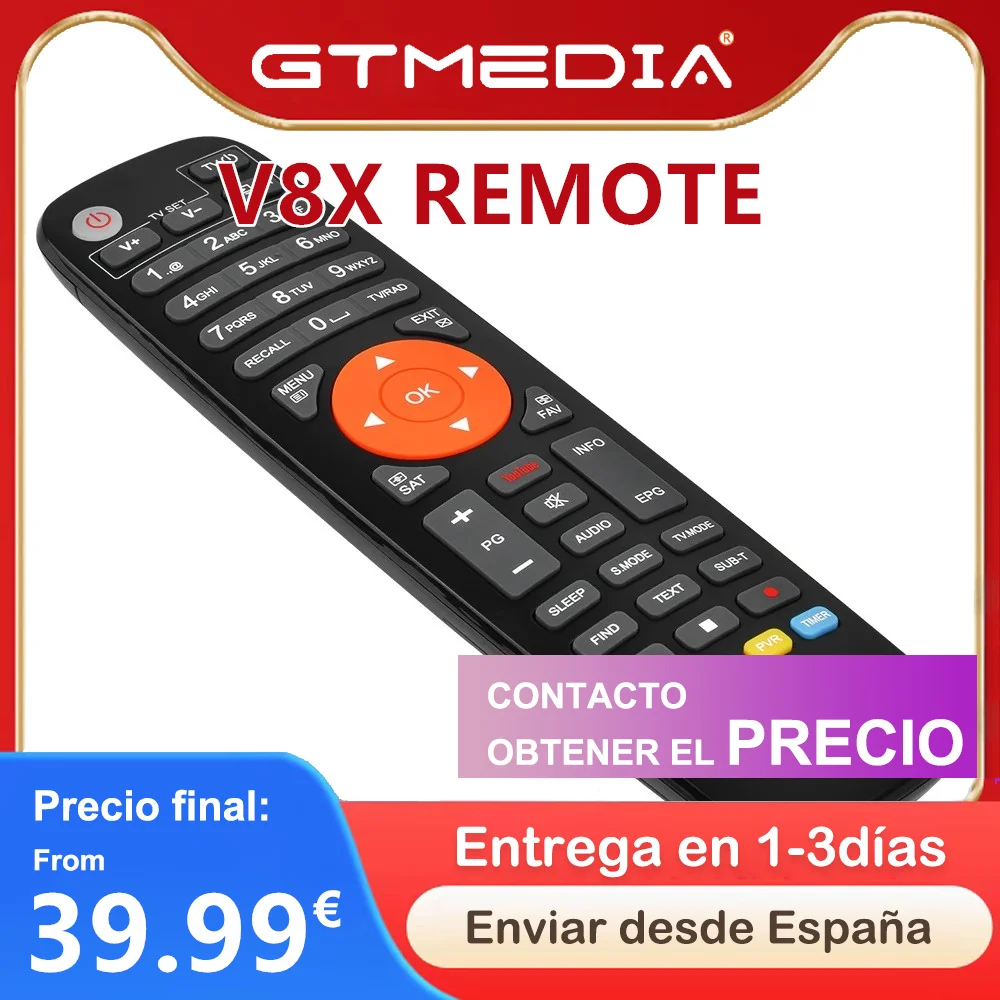 [D] GTMEDIA V8X mars remote control Satellite Receiver DVB-S/S2/S2X Support V7 PRO V8 UHD V8X V9 PRIME stock in spain