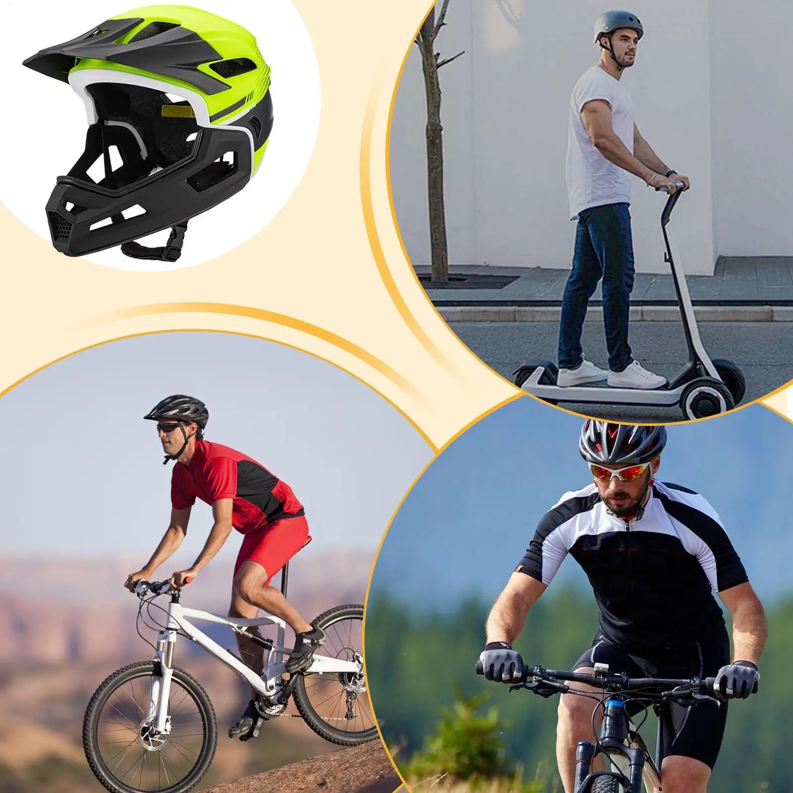 Bike Helmet Full Face Cycling Head Protection Biking Breathable Helmet For Bicycle Motocross Motorcycle Scooter Mountain Racing
