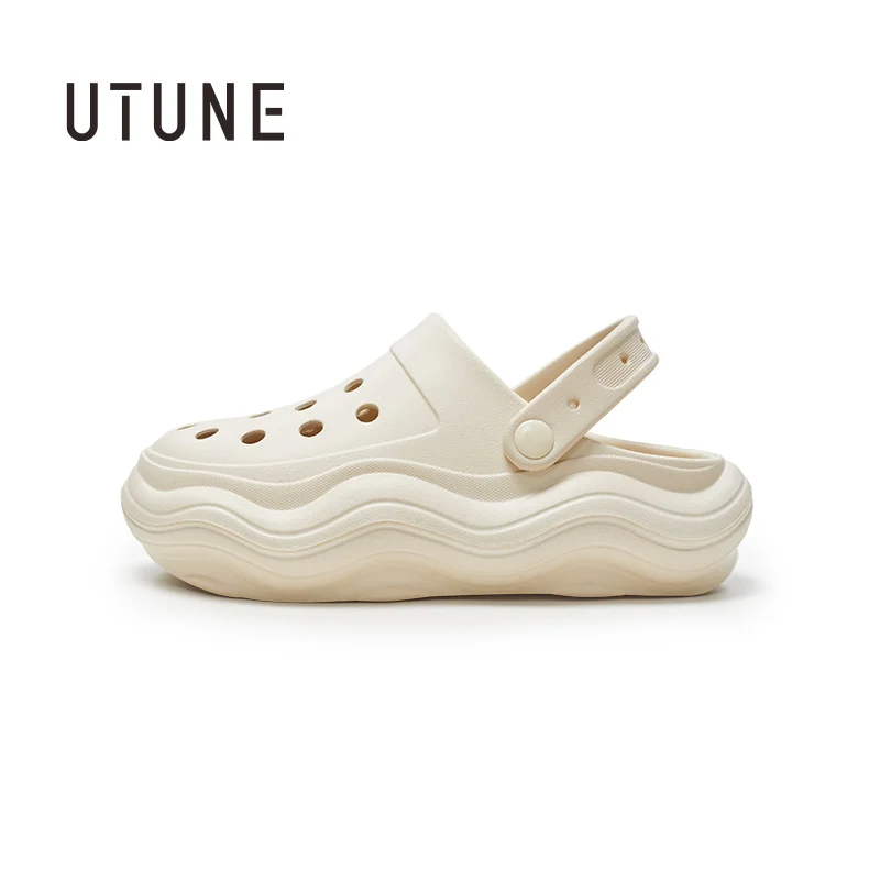 UTUNE Wave Women Men Sandals Summer Platform Thick Sole large size  44-45 Garden Shoes Man outwear sport comfortable slippers