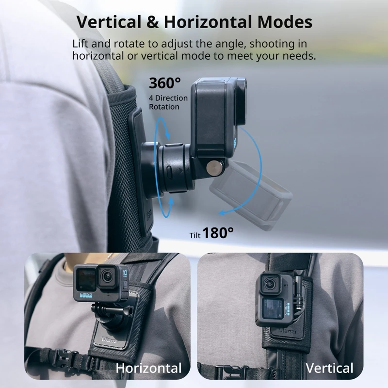 Ulanzi Go-Quick II Magnetic Backpack Clip Mount for Gopro Action Camera Smartphone Vertical Horizontal Shooting Vlog