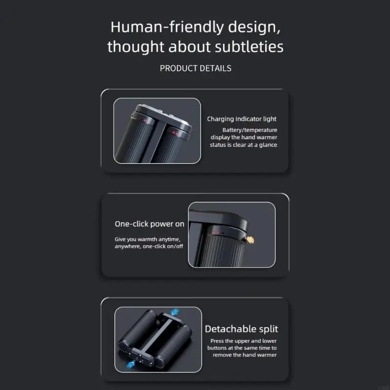 Aquecedor mão elétrico recarregável, aquecedor bolso portátil, presente para caça ao ar livre, acampamento