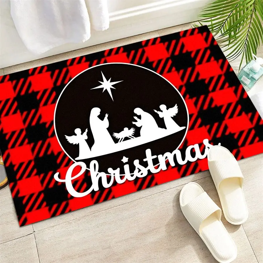 VIKAMA عيد الميلاد المسيحية الصليب المطرزة السجاد ديكور المنزل، سلس وغير هش، مدخل، الحمام المضادة للانزلاق الكلمة حصيرة #2