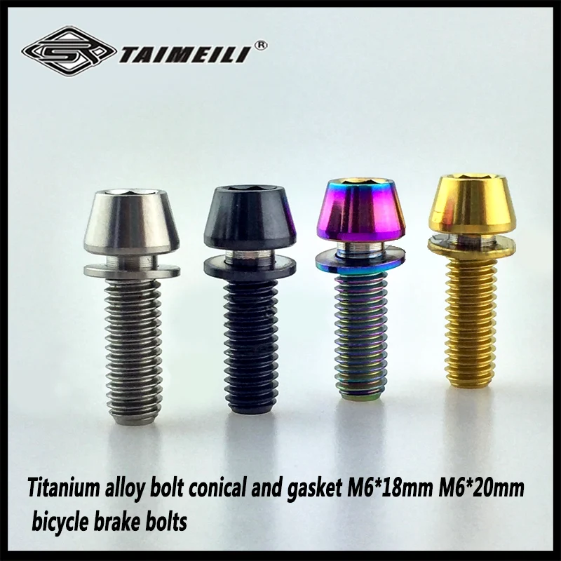 Titanium alloy bolt conical and gasket M6*18mmM6*20mm  bicycle brake bolts 4/pcs